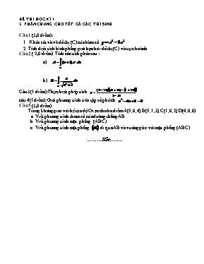Đề thi học kì 1 môn học Toán học